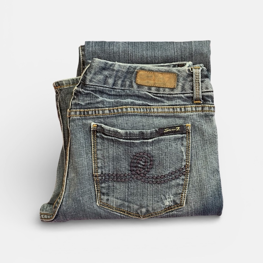 Seven7 Women's Straight Leg Blue Jeans